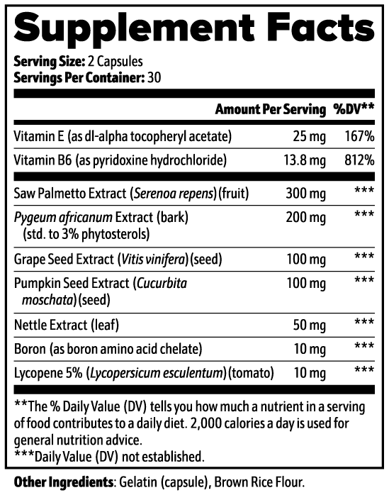 Prostate Support Herbal Supplement Capsules Pulse & Vitality