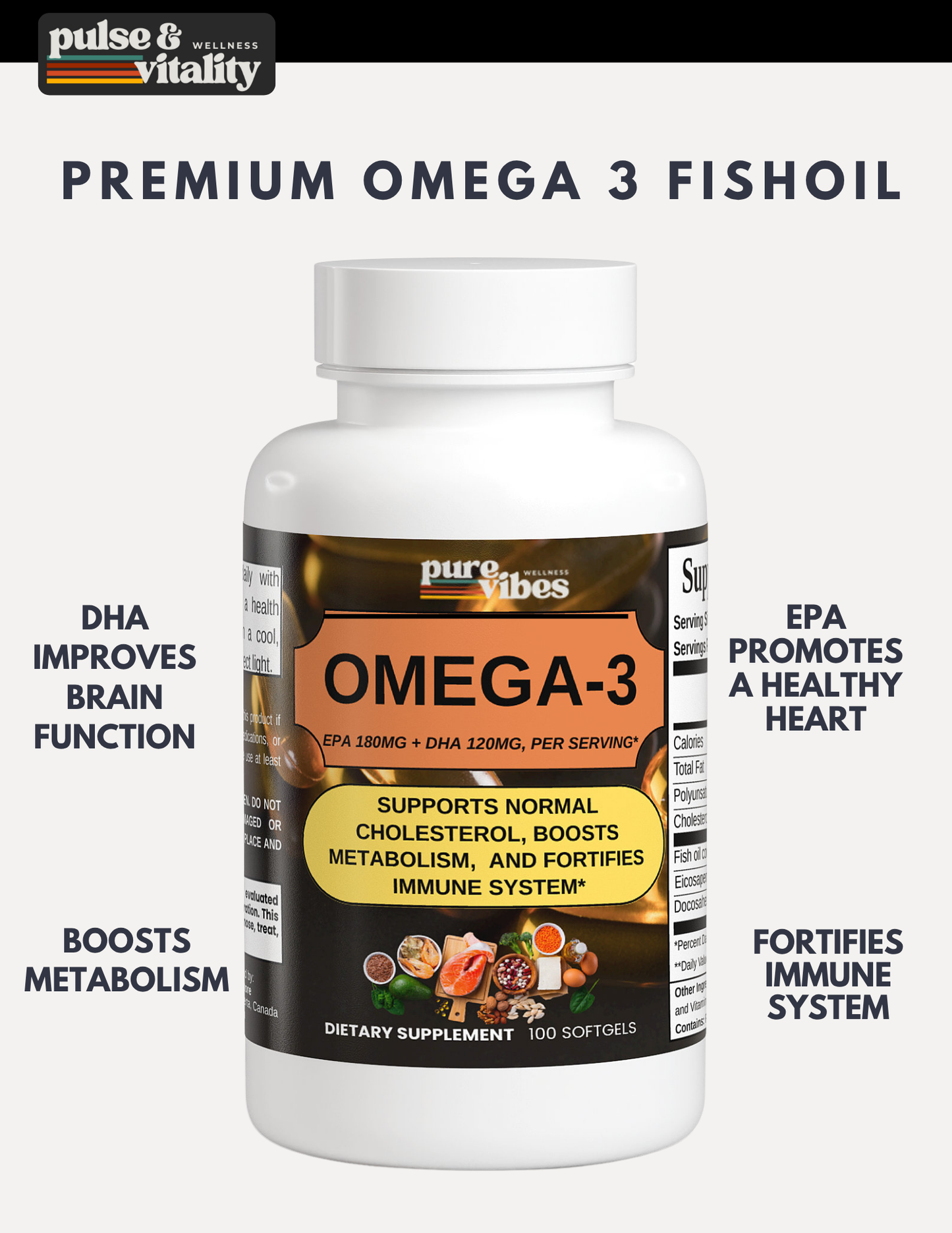 Omega-3 EPA 180mg + DHA 120mg - Pulse & Vitality