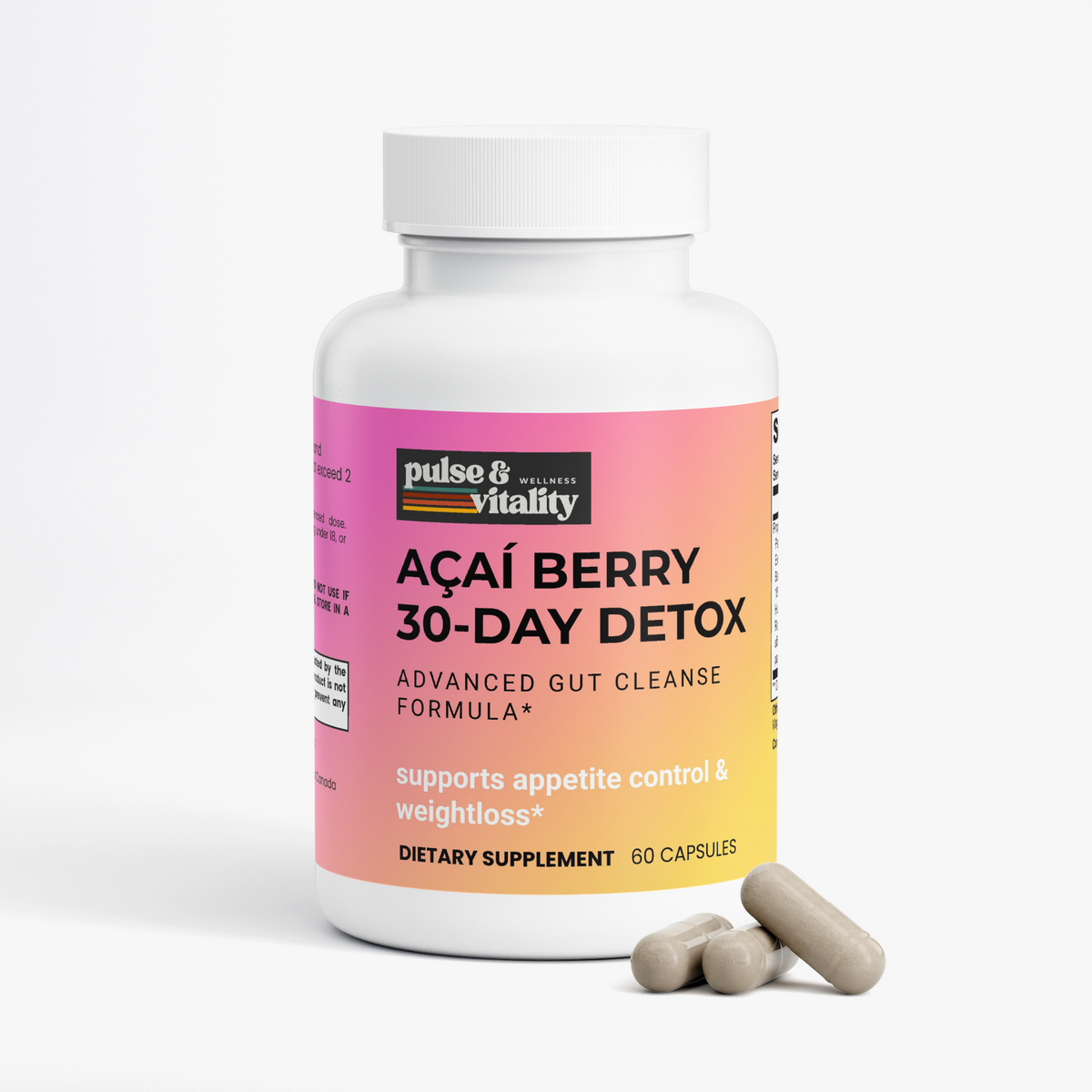 Acai Detox Cleanse Herbal Supplement Capsules Pulse & Vitality