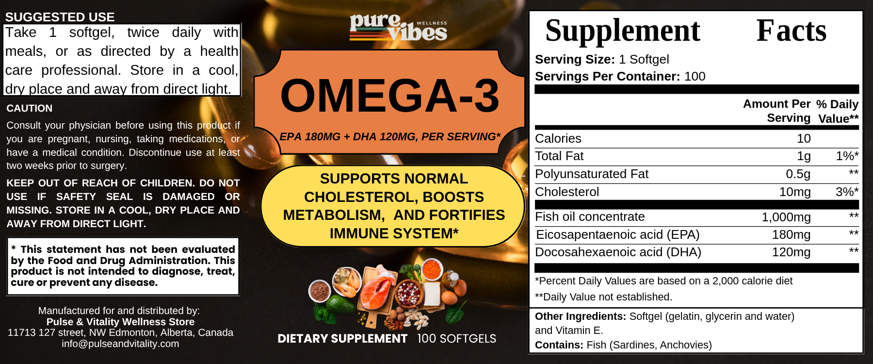 Omega-3 EPA 180mg + DHA 120mg - Pulse & Vitality