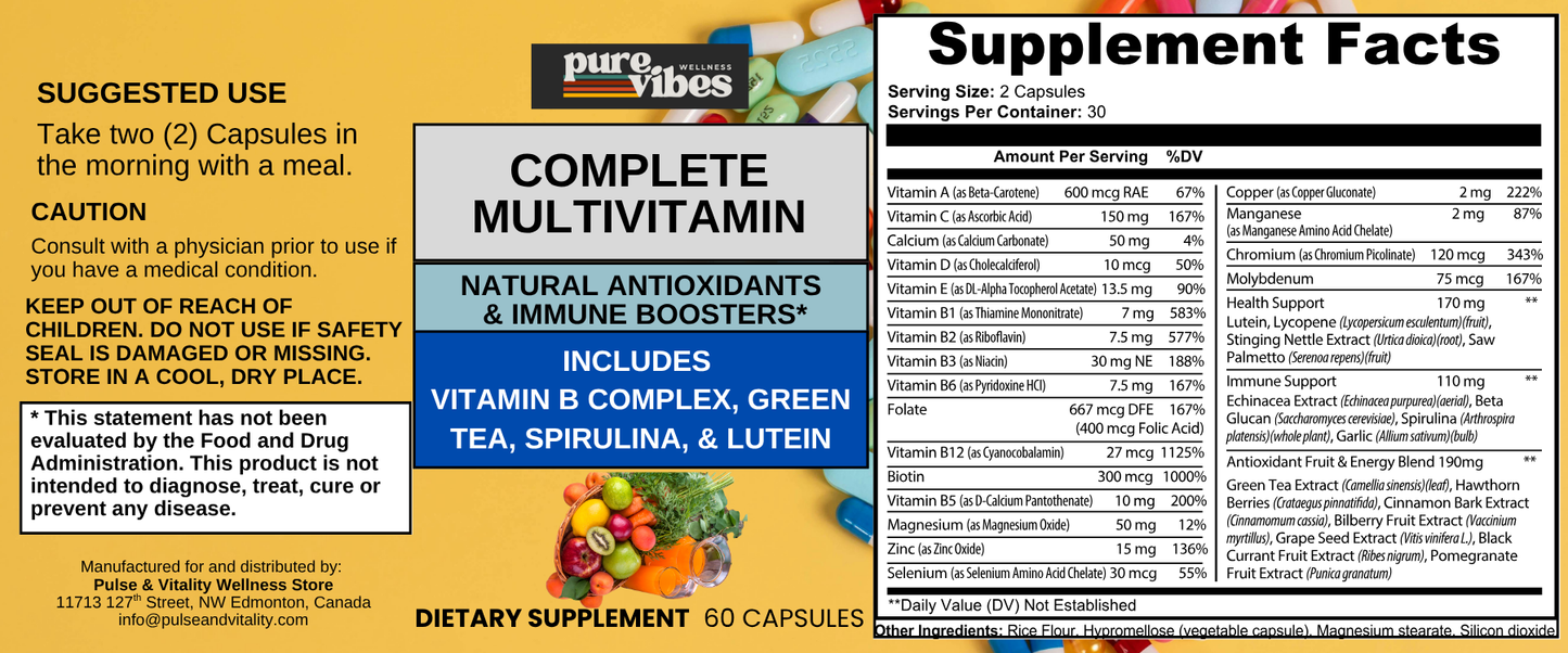 Complete Daily Vitamin Supplement - Pulse & Vitality
