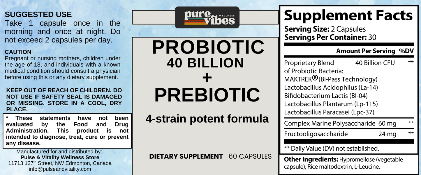 Pro + Pre Biotics 40 Billion - Pulse & Vitality